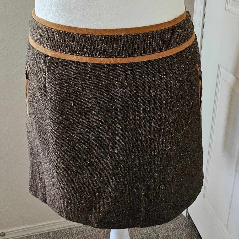 Bob Timberlake Brown/Tan Wool Blend Tweed Pencil Skirt
